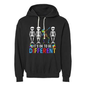 It's Ok To Be Funny Different Skeleton Autism Awareness Garment-Dyed Fleece Hoodie