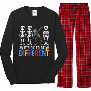 It's Ok To Be Funny Different Skeleton Autism Awareness Long Sleeve Pajama Set