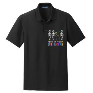 It's Ok To Be Funny Different Skeleton Autism Awareness Dry Zone Grid Polo