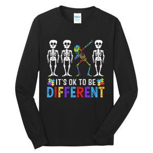 It's Ok To Be Funny Different Skeleton Autism Awareness Tall Long Sleeve T-Shirt