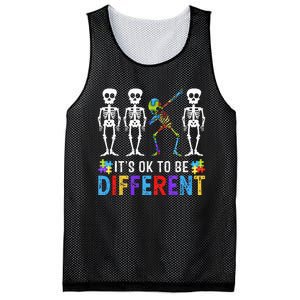 It's Ok To Be Funny Different Skeleton Autism Awareness Mesh Reversible Basketball Jersey Tank