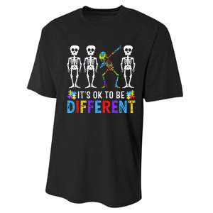 It's Ok To Be Funny Different Skeleton Autism Awareness Performance Sprint T-Shirt