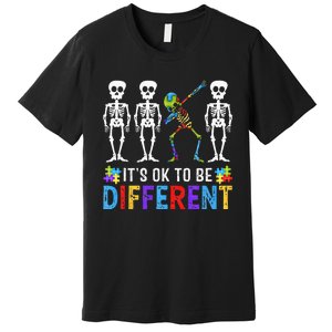 It's Ok To Be Funny Different Skeleton Autism Awareness Premium T-Shirt