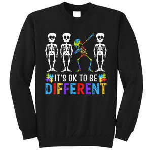 It's Ok To Be Funny Different Skeleton Autism Awareness Tall Sweatshirt