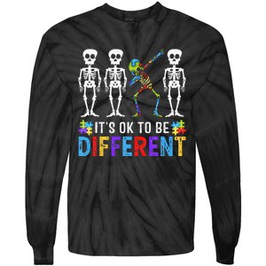 It's Ok To Be Funny Different Skeleton Autism Awareness Tie-Dye Long Sleeve Shirt