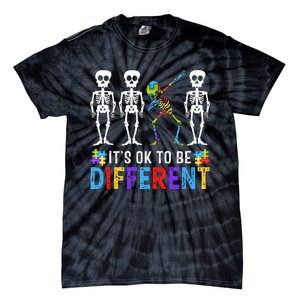 It's Ok To Be Funny Different Skeleton Autism Awareness Tie-Dye T-Shirt