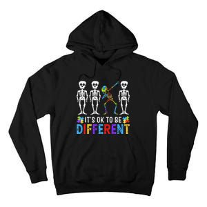 It's Ok To Be Funny Different Skeleton Autism Awareness Tall Hoodie