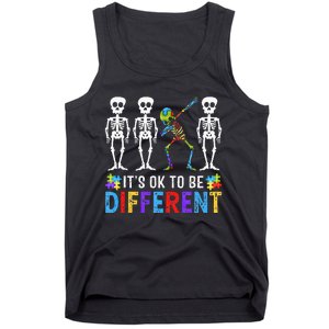 It's Ok To Be Funny Different Skeleton Autism Awareness Tank Top