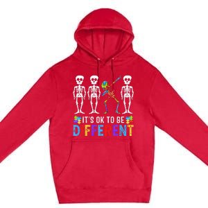 It's Ok To Be Funny Different Skeleton Autism Awareness Premium Pullover Hoodie