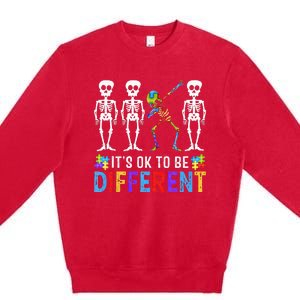 It's Ok To Be Funny Different Skeleton Autism Awareness Premium Crewneck Sweatshirt