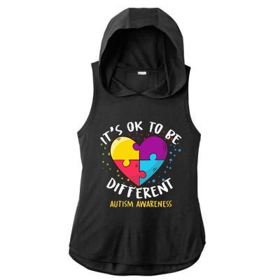 It's Ok To Be Different Autism Awareness Ladies PosiCharge Tri-Blend Wicking Draft Hoodie Tank