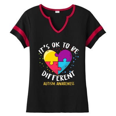 It's Ok To Be Different Autism Awareness Ladies Halftime Notch Neck Tee