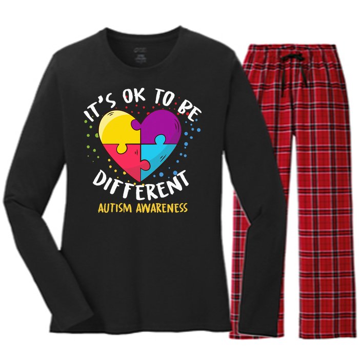 It's Ok To Be Different Autism Awareness Women's Long Sleeve Flannel Pajama Set 