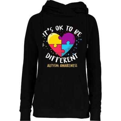 It's Ok To Be Different Autism Awareness Womens Funnel Neck Pullover Hood