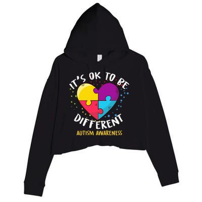 It's Ok To Be Different Autism Awareness Crop Fleece Hoodie