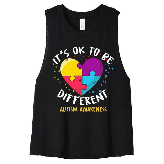 It's Ok To Be Different Autism Awareness Women's Racerback Cropped Tank