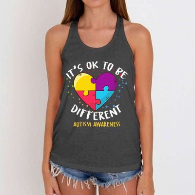 It's Ok To Be Different Autism Awareness Women's Knotted Racerback Tank