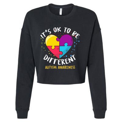 It's Ok To Be Different Autism Awareness Cropped Pullover Crew