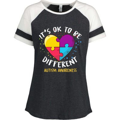 It's Ok To Be Different Autism Awareness Enza Ladies Jersey Colorblock Tee