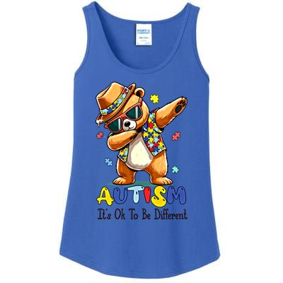 ItS Ok To Be Different Autism Awareness Dabbing Bear Animal Gift Ladies Essential Tank