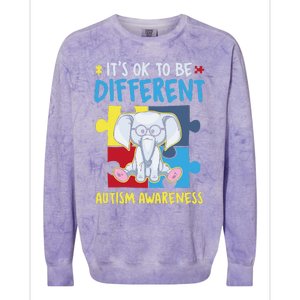 It's Ok To Be Different Cute Autism Awareness Elephant Colorblast Crewneck Sweatshirt