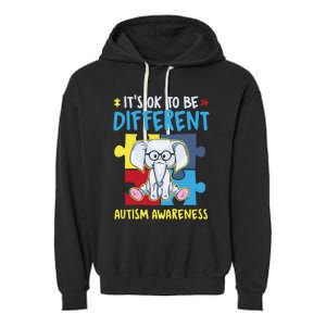 It's Ok To Be Different Cute Autism Awareness Elephant Garment-Dyed Fleece Hoodie