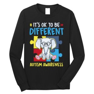 It's Ok To Be Different Cute Autism Awareness Elephant Long Sleeve Shirt