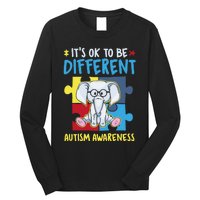 It's Ok To Be Different Cute Autism Awareness Elephant Long Sleeve Shirt