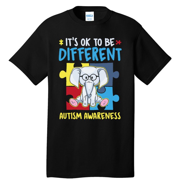 It's Ok To Be Different Cute Autism Awareness Elephant Tall T-Shirt