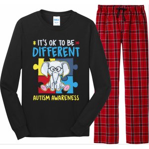 It's Ok To Be Different Cute Autism Awareness Elephant Long Sleeve Pajama Set