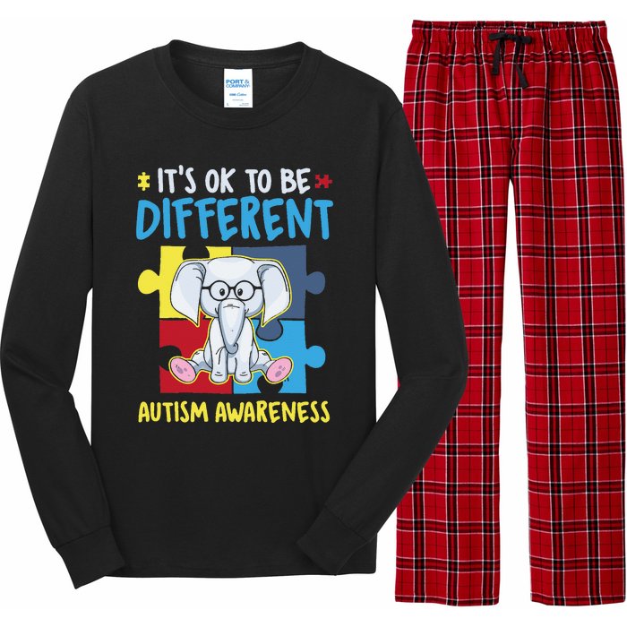 It's Ok To Be Different Cute Autism Awareness Elephant Long Sleeve Pajama Set