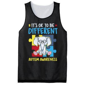 It's Ok To Be Different Cute Autism Awareness Elephant Mesh Reversible Basketball Jersey Tank