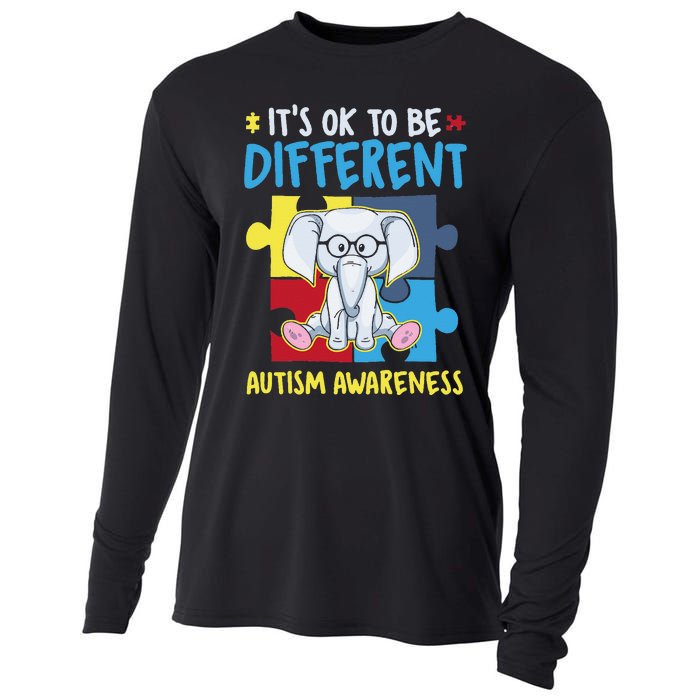 It's Ok To Be Different Cute Autism Awareness Elephant Cooling Performance Long Sleeve Crew