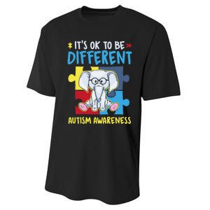 It's Ok To Be Different Cute Autism Awareness Elephant Performance Sprint T-Shirt