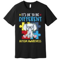 It's Ok To Be Different Cute Autism Awareness Elephant Premium T-Shirt