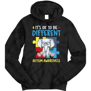 It's Ok To Be Different Cute Autism Awareness Elephant Tie Dye Hoodie