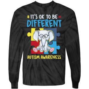 It's Ok To Be Different Cute Autism Awareness Elephant Tie-Dye Long Sleeve Shirt