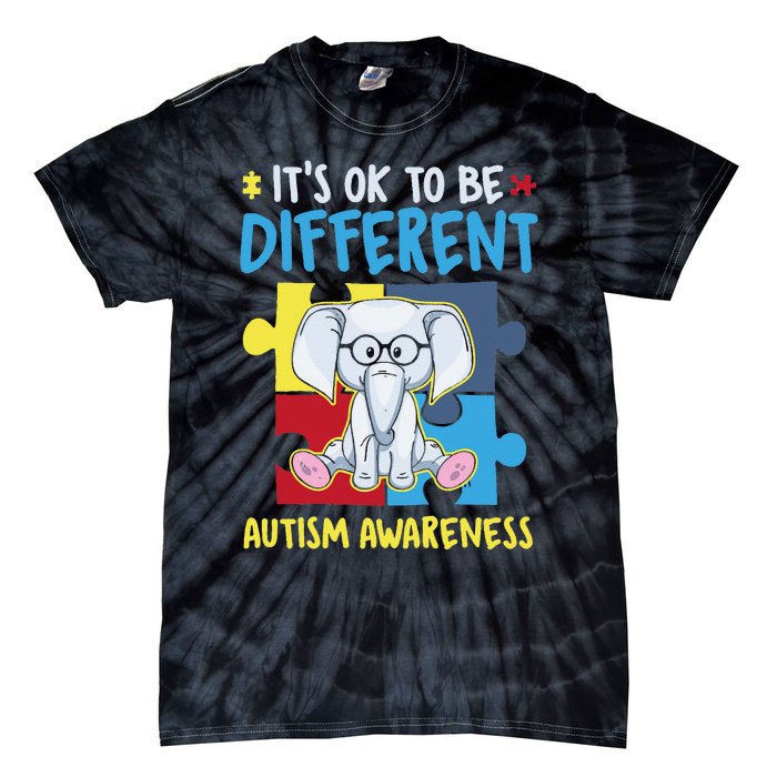 It's Ok To Be Different Cute Autism Awareness Elephant Tie-Dye T-Shirt