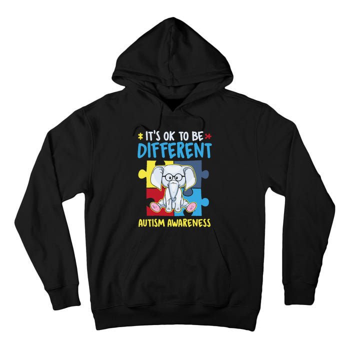 It's Ok To Be Different Cute Autism Awareness Elephant Tall Hoodie