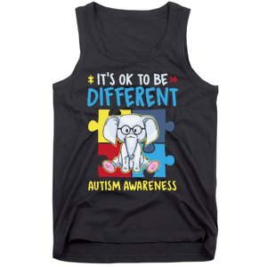 It's Ok To Be Different Cute Autism Awareness Elephant Tank Top