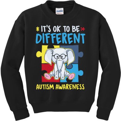 It's Ok To Be Different Cute Autism Awareness Elephant Kids Sweatshirt