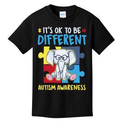 It's Ok To Be Different Cute Autism Awareness Elephant Kids T-Shirt