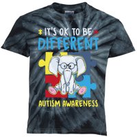 It's Ok To Be Different Cute Autism Awareness Elephant Kids Tie-Dye T-Shirt