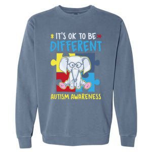 It's Ok To Be Different Cute Autism Awareness Elephant Garment-Dyed Sweatshirt