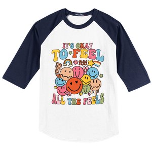 ItS Okay To Feel All The Feel Tal Health Emotions Gift Baseball Sleeve Shirt