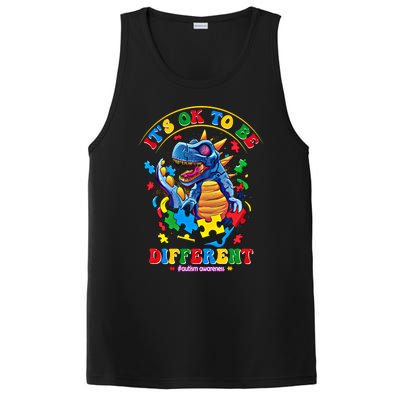 ItS Ok To Be Different Autism Awareness Dinosaur Gift PosiCharge Competitor Tank