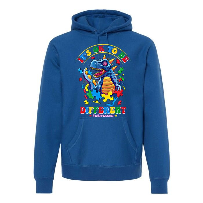 ItS Ok To Be Different Autism Awareness Dinosaur Gift Premium Hoodie