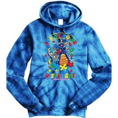 ItS Ok To Be Different Autism Awareness Dinosaur Gift Tie Dye Hoodie