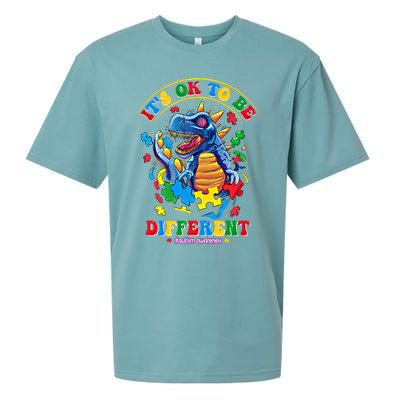 ItS Ok To Be Different Autism Awareness Dinosaur Gift Sueded Cloud Jersey T-Shirt