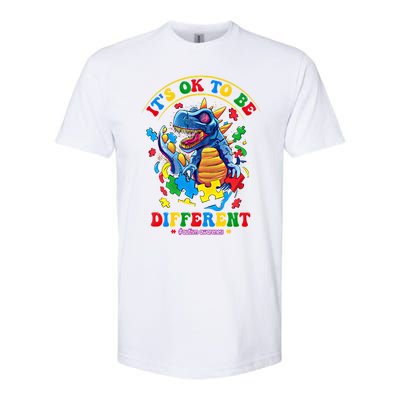 ItS Ok To Be Different Autism Awareness Dinosaur Gift Softstyle CVC T-Shirt